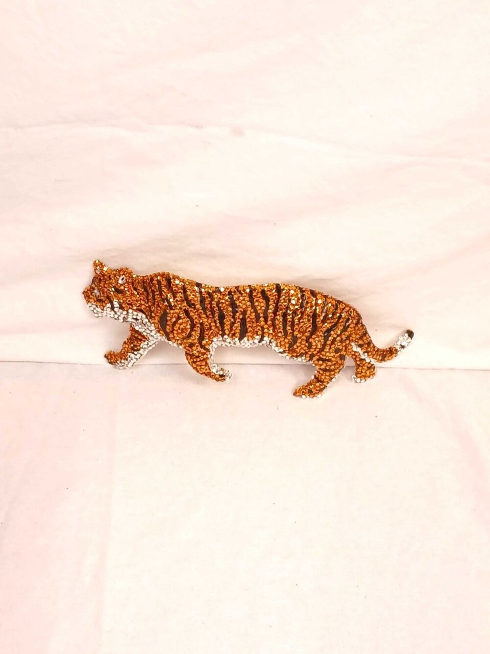 K. Baumann, Laloon Stalking Tiger Rhinestone Belt Buckle HTF Swarovski Crystal